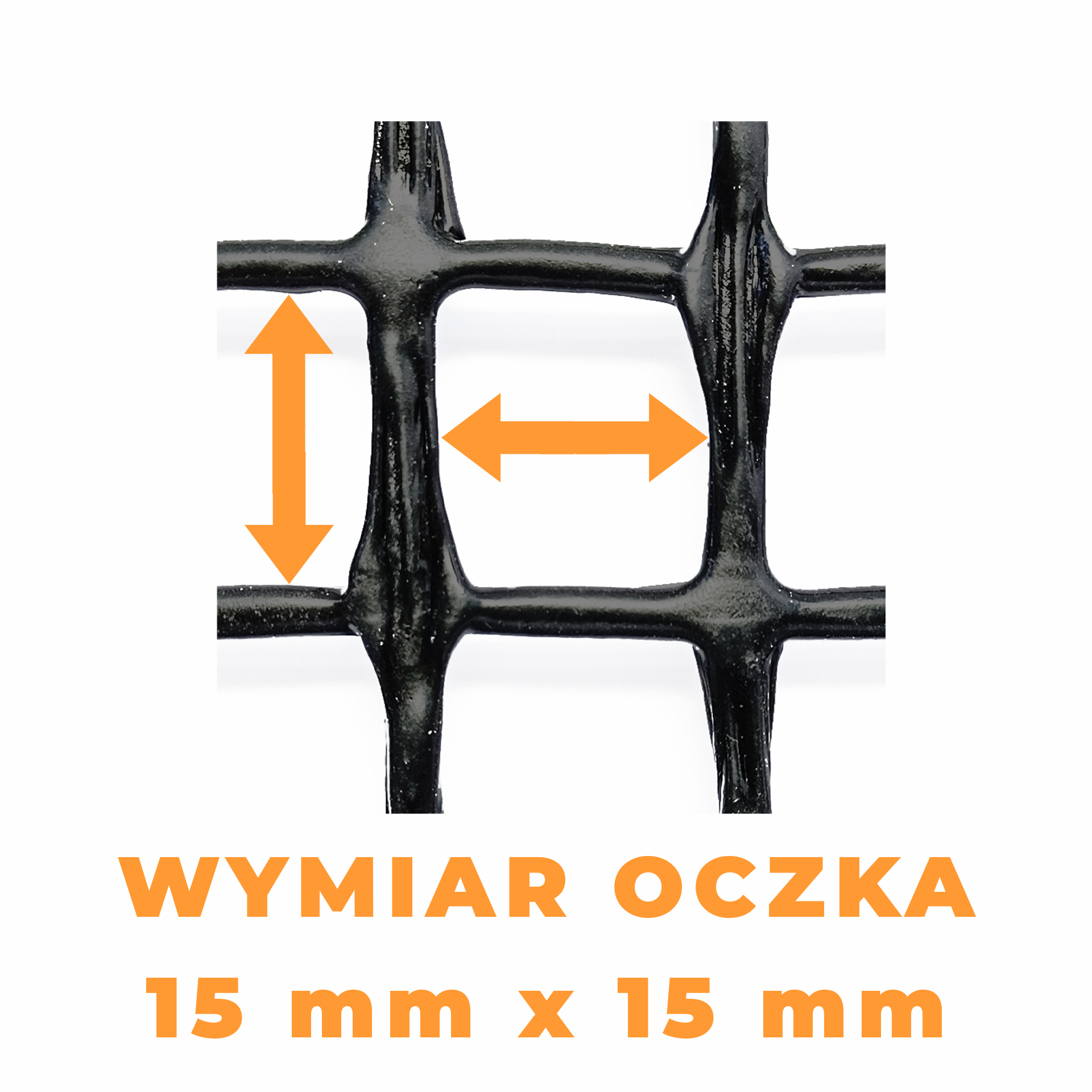 Wytrzymała siatka PVC z dużymi oczkami w3030 15 x 15 mm